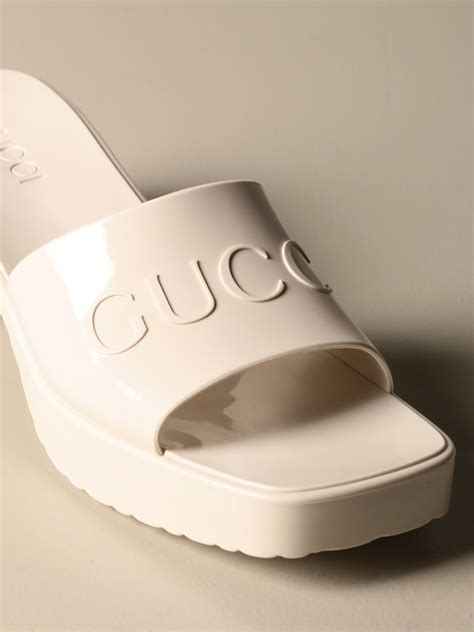 gucci rubber heel slides|gucci high heel mules.